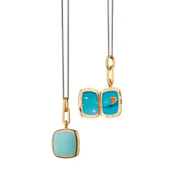 Turquoise Enamel Vermeil Cushion Locket