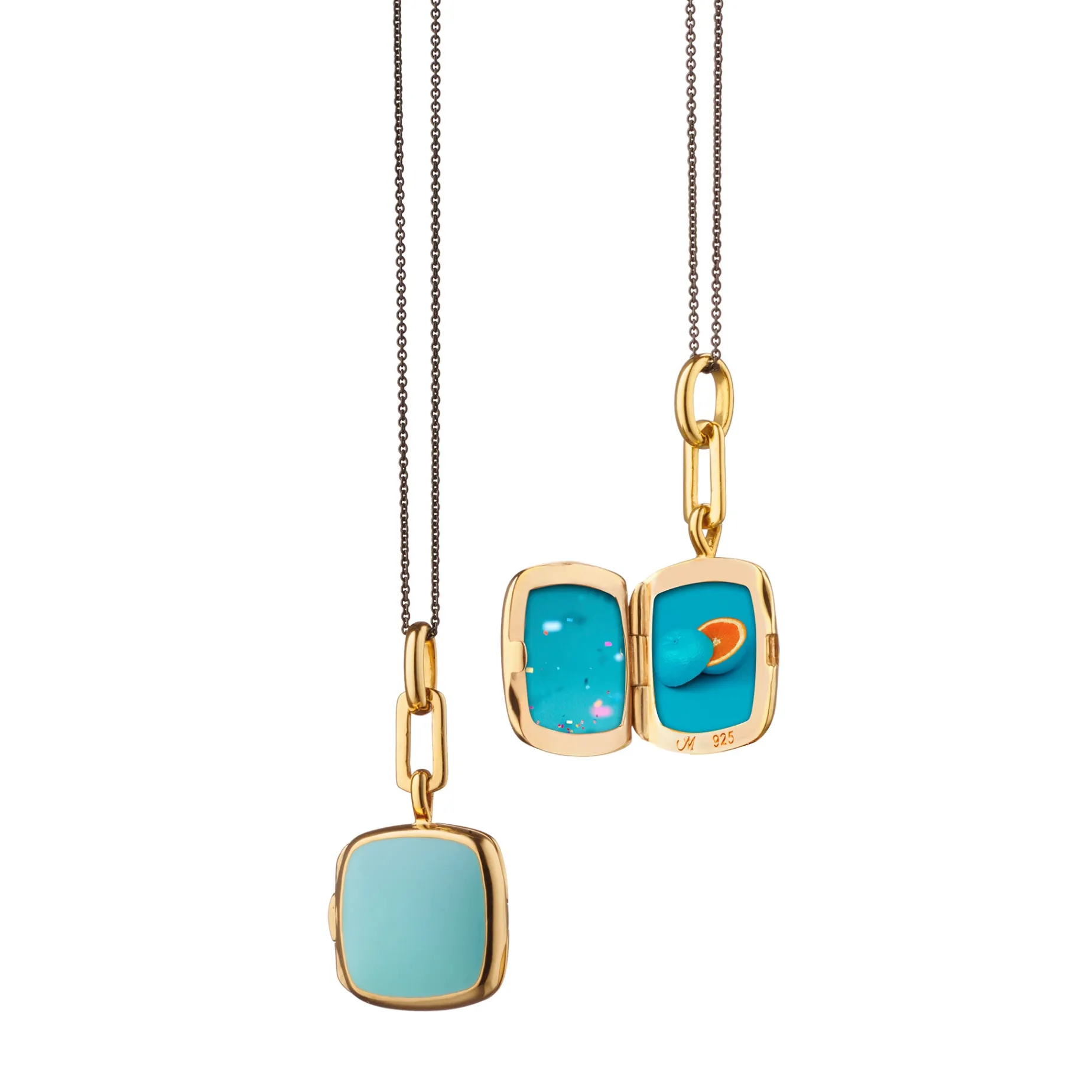 Turquoise Enamel Vermeil Cushion Locket