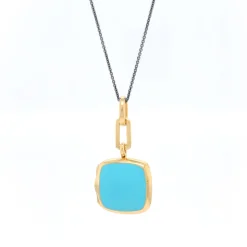 Turquoise Enamel Vermeil Cushion Locket