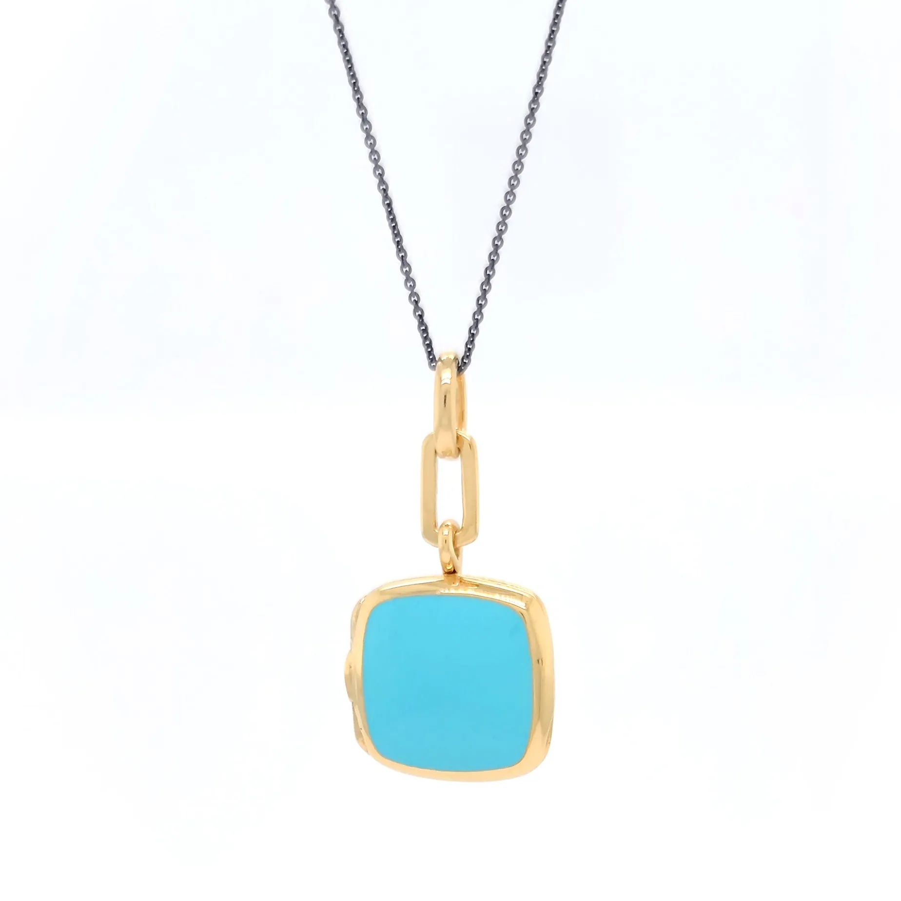 Turquoise Enamel Vermeil Cushion Locket