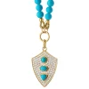 Turquoise "Fearless" Shield Necklace with Pavé White Diamonds
