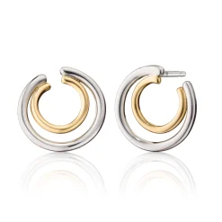 Two-Tone Double Galaxy Wrap Hoop Earrings