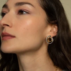 Two-Tone Double Galaxy Wrap Hoop Earrings