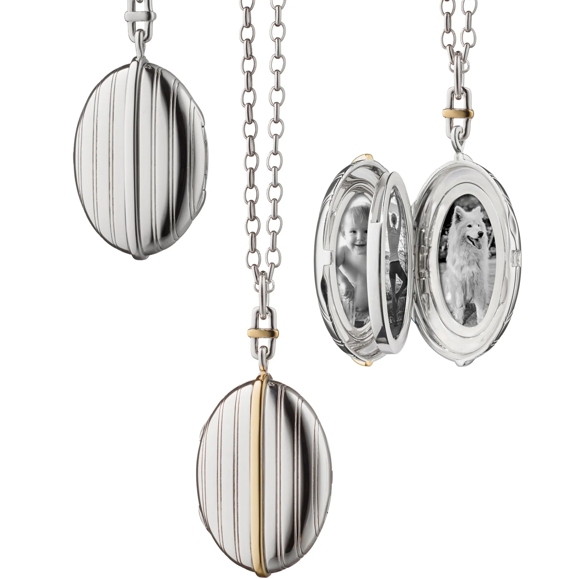 Two-Tone Four Image Pinstripe Locket