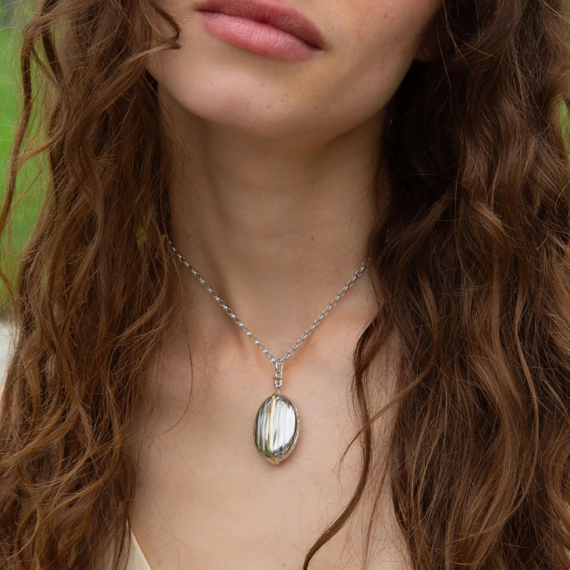 Two-Tone Four Image Pinstripe Locket
