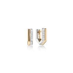 Two-Tone Infinity Huggie Earrings with Sapphires