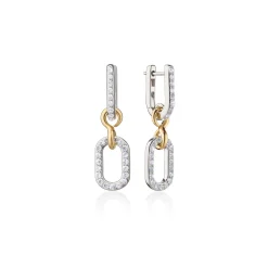 Two-Tone Infinity Pave Sapphire Drop Earrings