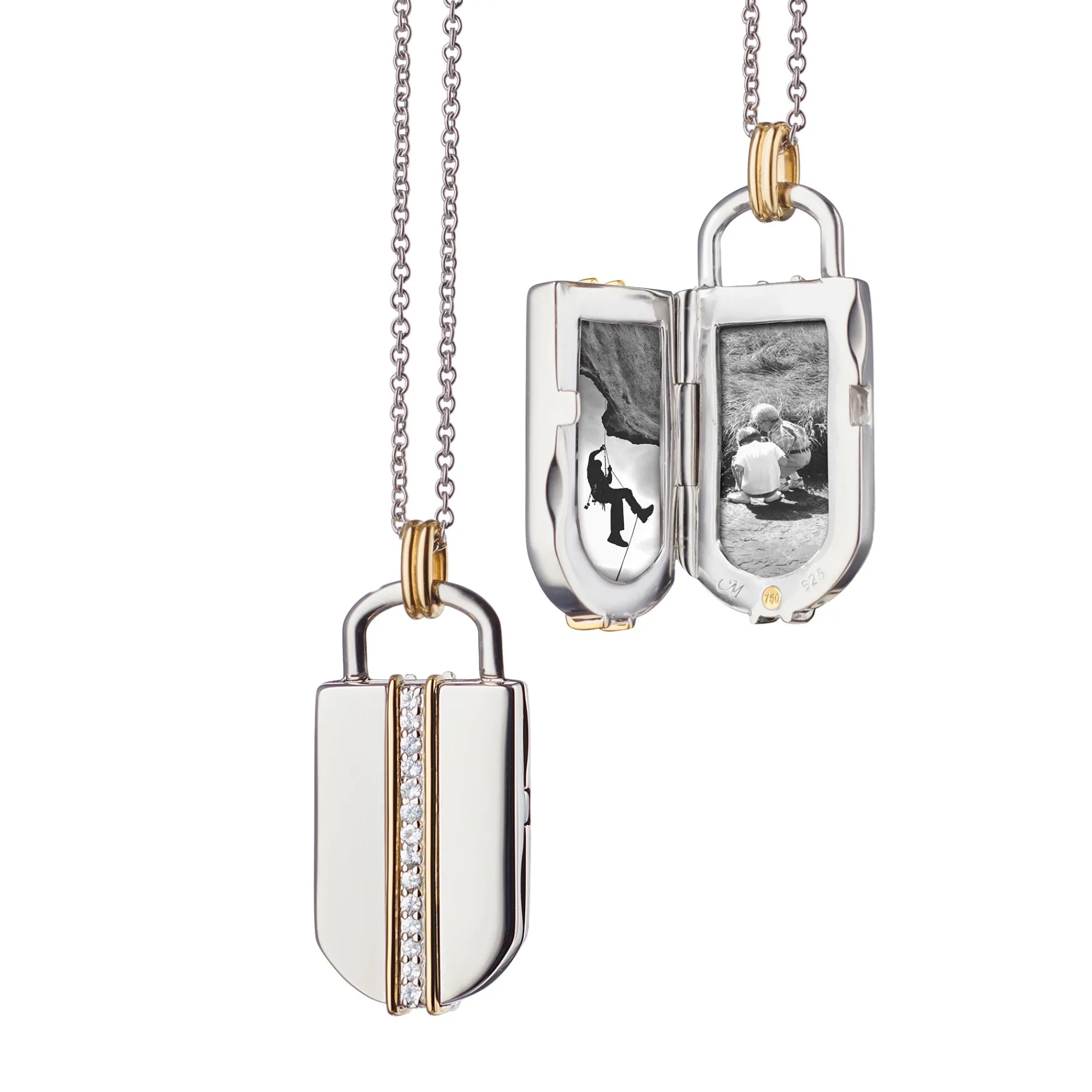 Two-Tone Large "Lock" Inspired Locket