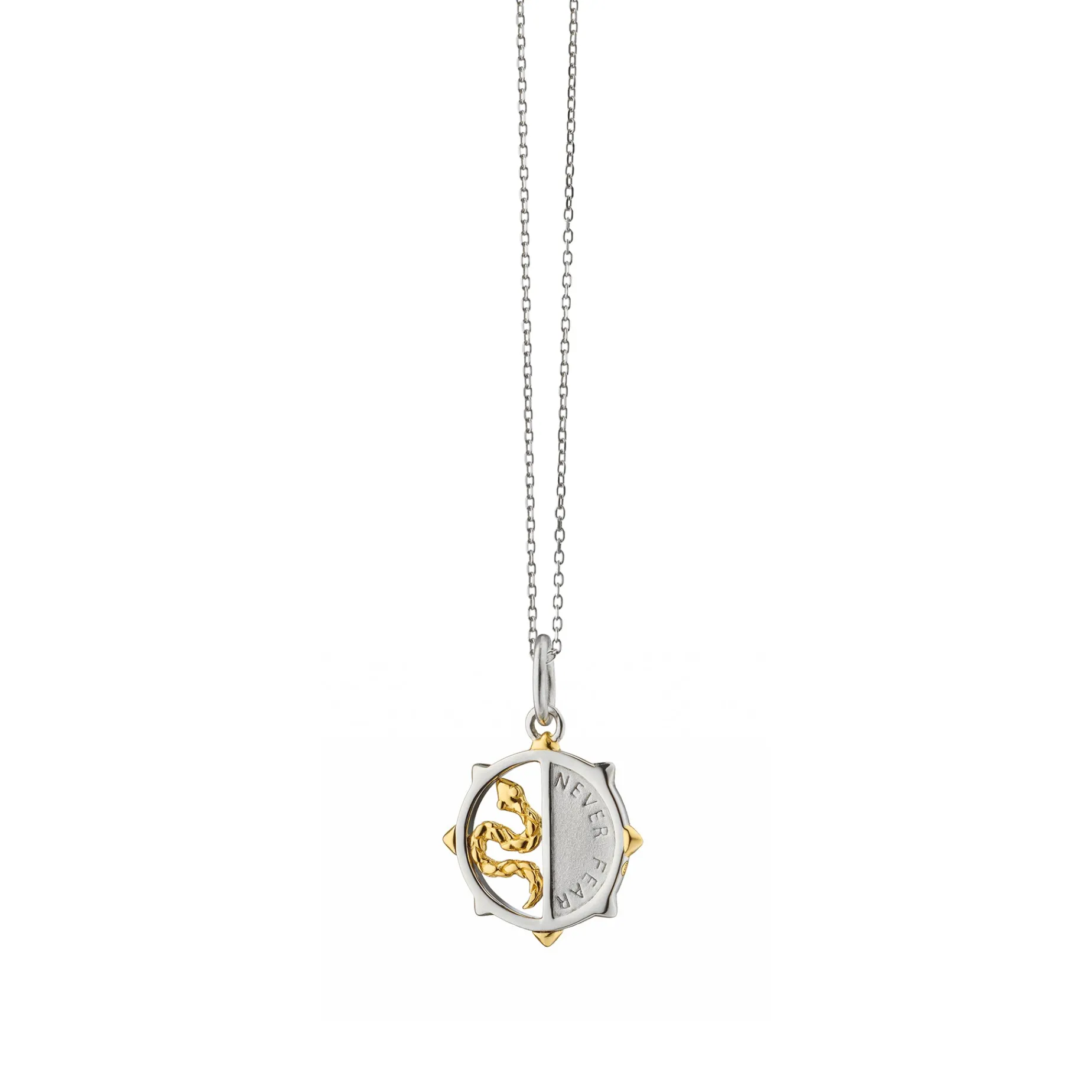 Two-Tone Mini "Never Fear" Snake Medallion