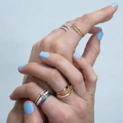 White "Courage" Signet Poesy Stackable Ring