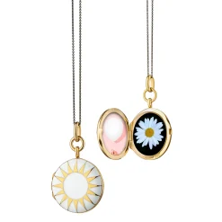 White Enamel and Vermeil Round Locket