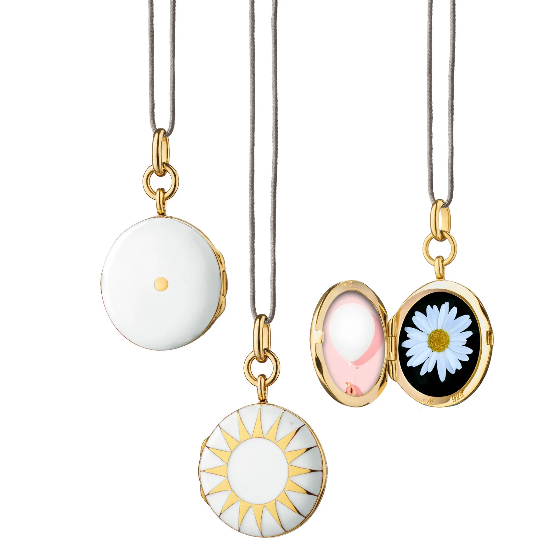 White Enamel and Vermeil Round Locket