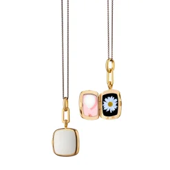 White Enamel Vermeil Cushion Locket