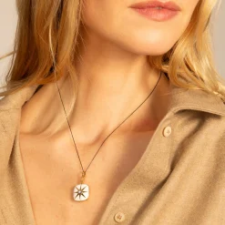 White Enamel Vermeil Cushion Locket with Blue Sapphire