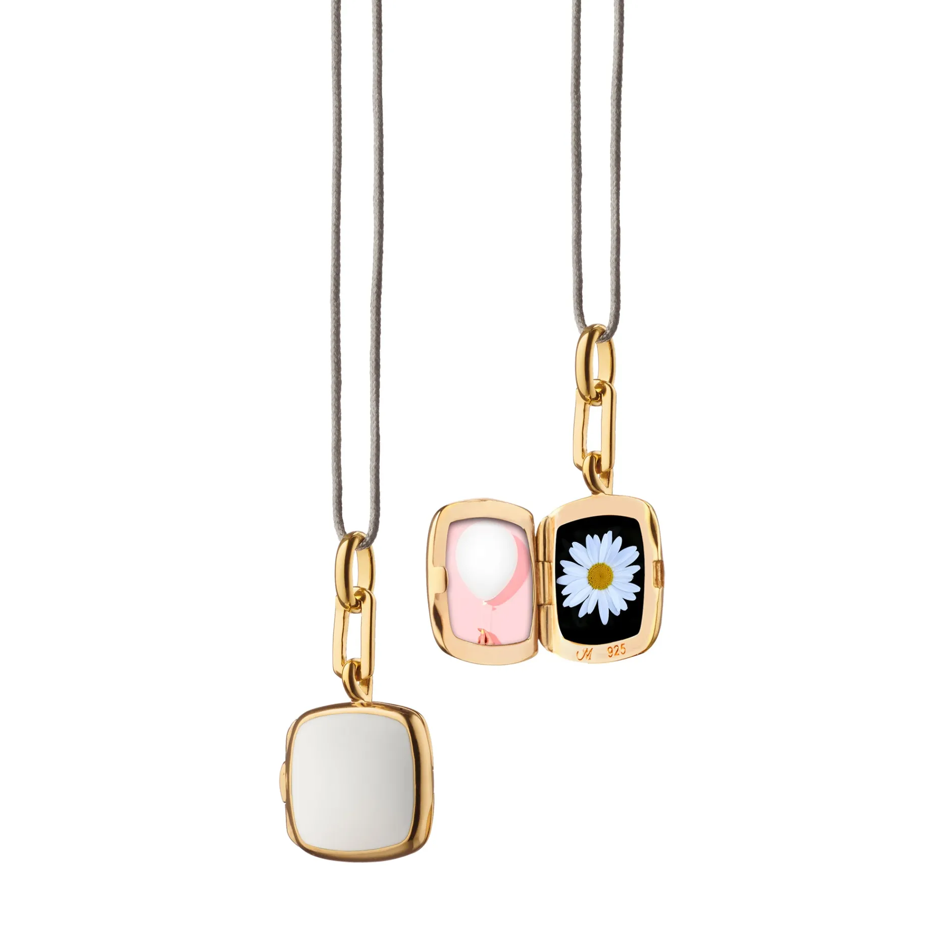 White Enamel Vermeil Cushion Locket