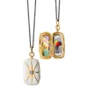 White Enamel Vermeil Rectangle Locket with Blue Sapphire