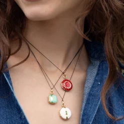 White Enamel Vermeil Round Locket with Tsavorite