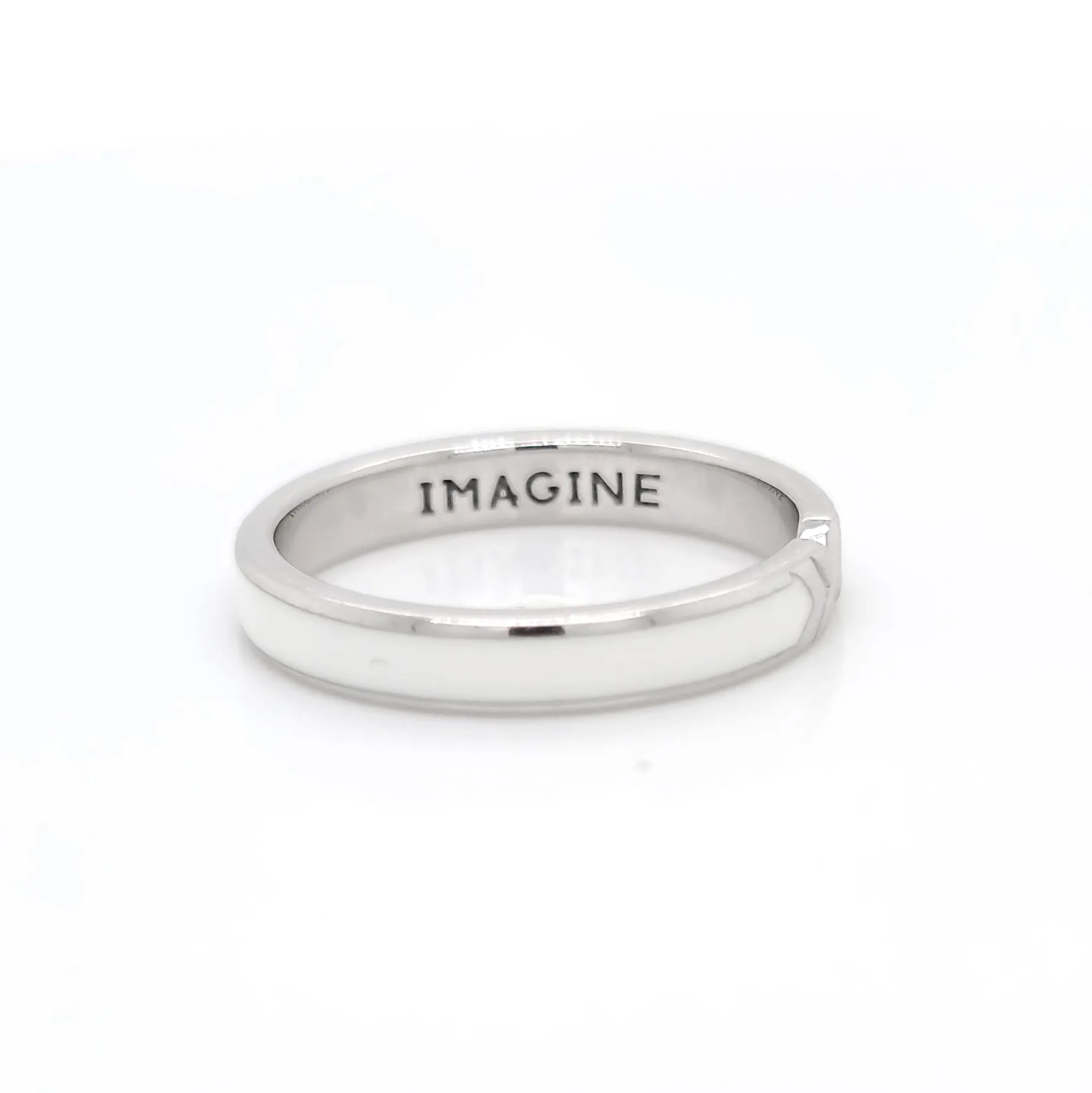 White "Imagine" Arrow Poesy Stackable Ring