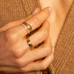 White "Warrior" Poesy Stackable Ring